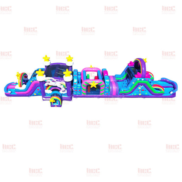 74 Foot Unicorn Obstacle Course Combo Wet/Dry