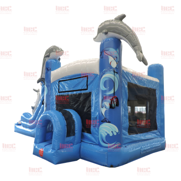 Dolphin Blue Combo Blue Double Lane Inflated Pool Wet and Dry
