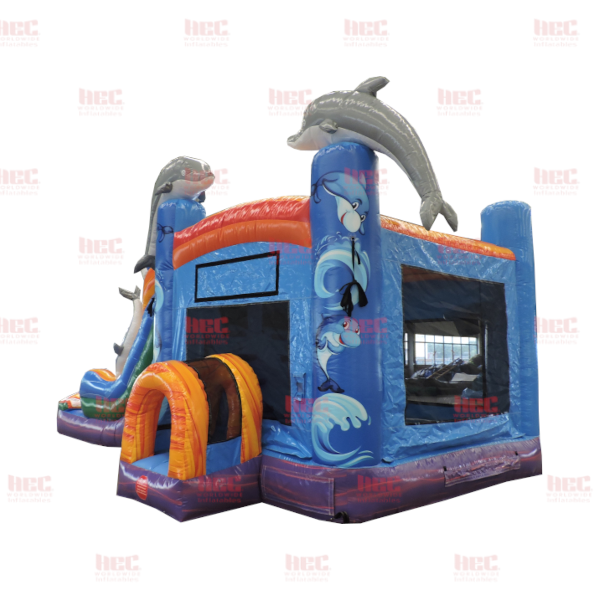 Dolphin Marble Combo Double Lane Inflated Pool Wet and Dry