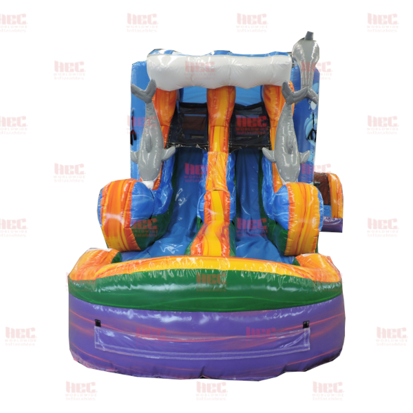 Piscina inflable de dos carriles Dolphin Marble Combo, húmeda y seca