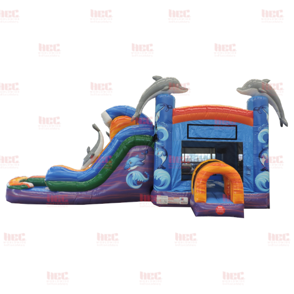 Piscina inflable de dos carriles Dolphin Marble Combo, húmeda y seca