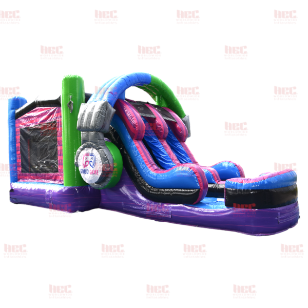 Piscina inflable de dos carriles Gamer Combo, húmeda y seca