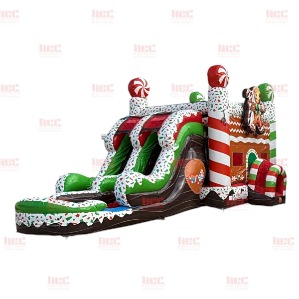 Gingerbread Combo Double Lane Inflated Pool Wet/Dry