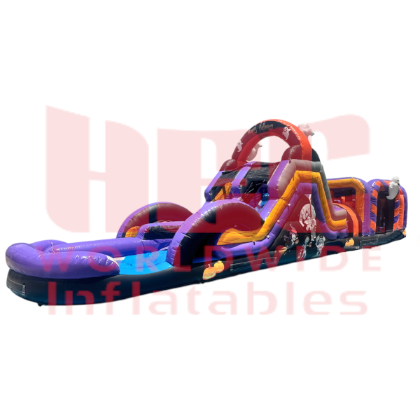 43 Foot Halloween Obstacle Course Inflated Pool Elevated Floor Wet / Dry
