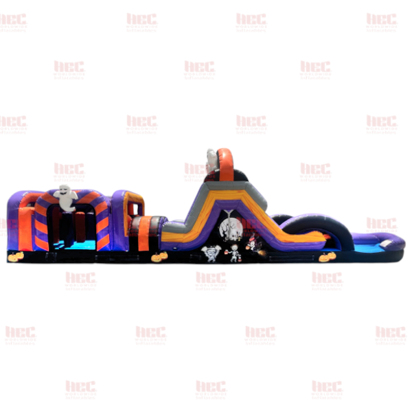 43 Foot Halloween Obstacle Course Inflated Pool Elevated Floor Wet / Dry