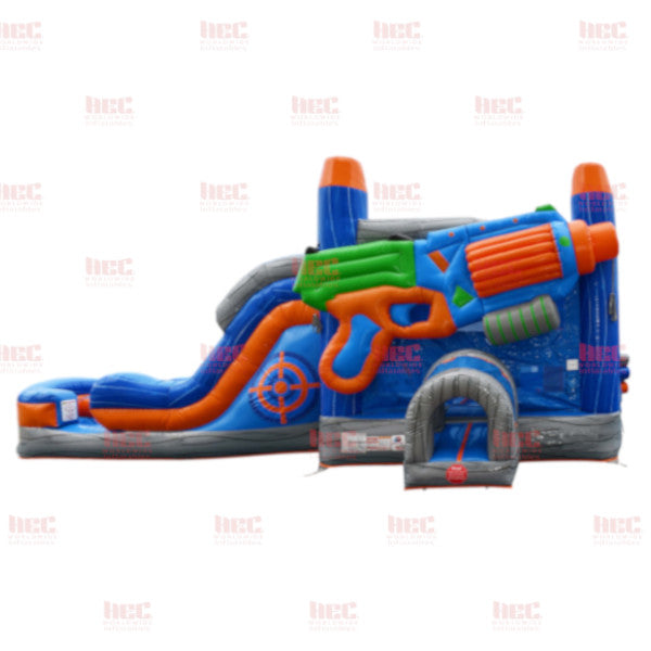 Piscina inflable de dos carriles Hyper Blast Combo, húmeda y seca