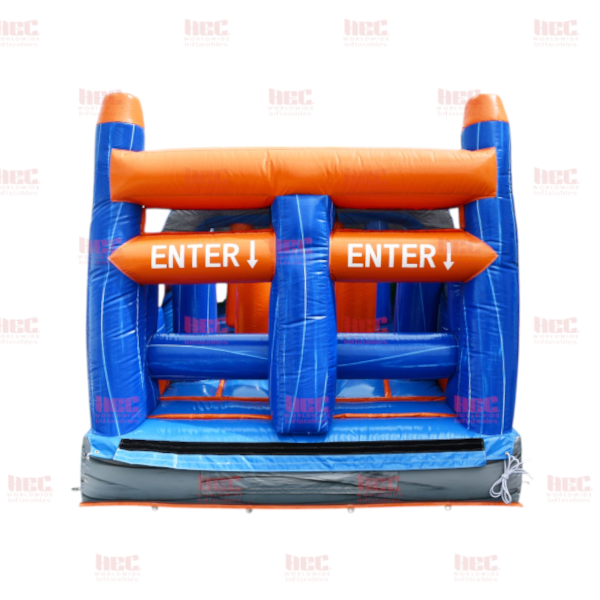 Piscina inflable con pista de obstáculos para jugadores de 45 pies, piso elevado, húmeda y seca