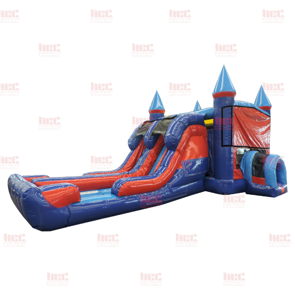 Piscina inflable de doble carril combinada modular JF, húmeda y seca