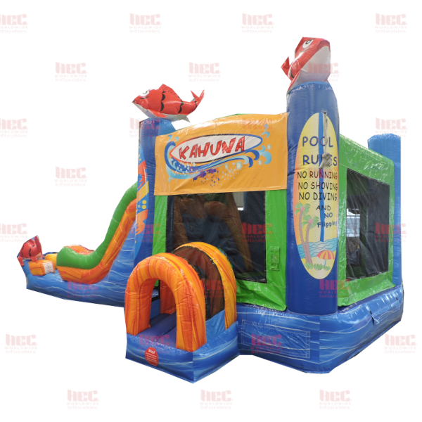 Kahuna™ Marble Blue Combo Double Lane Inflated Pool Wet/Dry