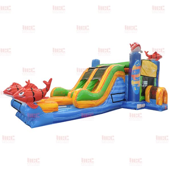 Kahuna™ Marble Blue Combo Double Lane Inflated Pool Wet/Dry