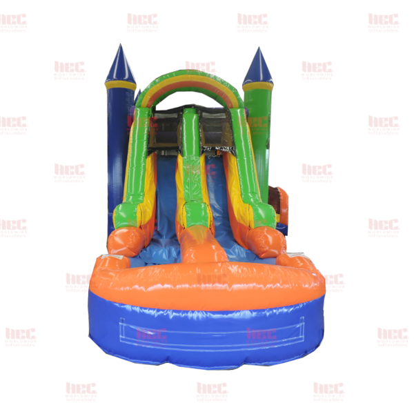 Rainbow Castle Combo Double Lane Inflated Pool Wet/Dry