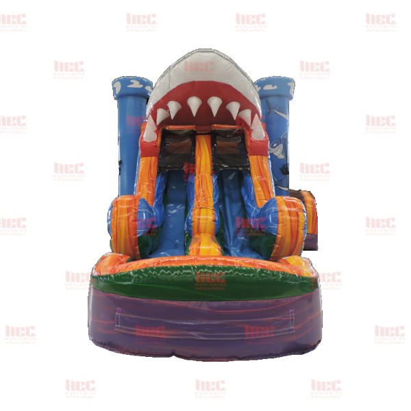 Piscina inflable de dos carriles Shark Marble Combo, húmeda y seca