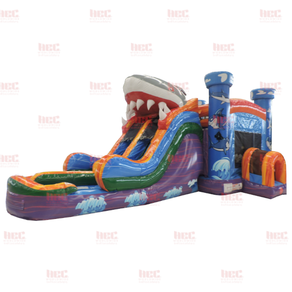 Piscina inflable de dos carriles Shark Marble Combo, húmeda y seca