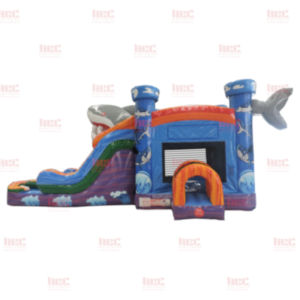 Shark Multi Color Combo Double Lane Inflated Pool Wet/Dry