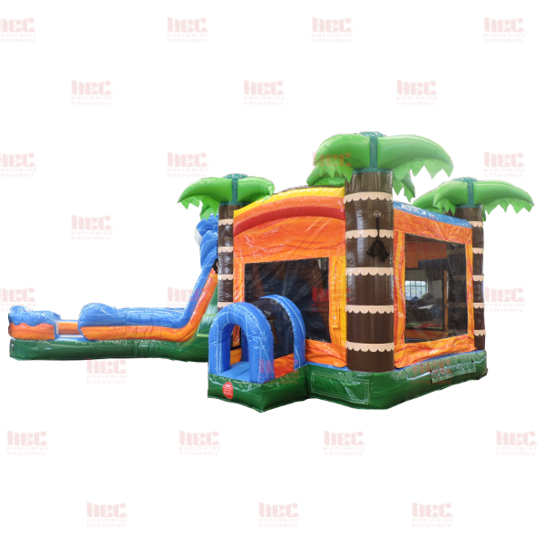 Piscina inflable combinada de dos carriles con curva Storm Surge, húmeda y seca
