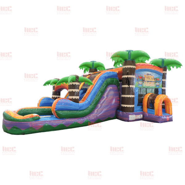 Piscina inflable de dos carriles Tiki Plunge Combo, húmeda y seca