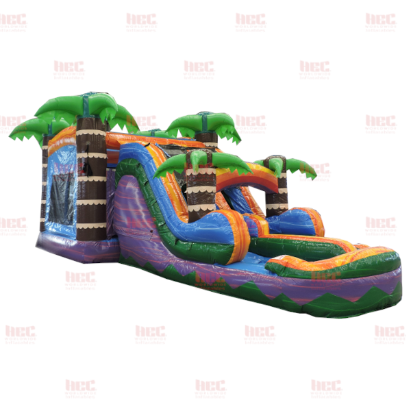 Piscina inflable de dos carriles Tiki Plunge Combo, húmeda y seca