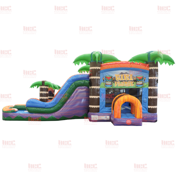 Piscina inflable de dos carriles Tiki Plunge Combo, húmeda y seca