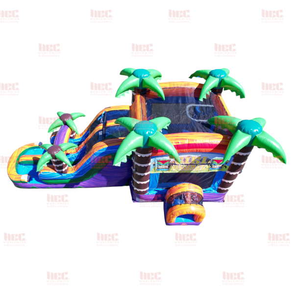 Piscina inflable de dos carriles Tiki Plunge Combo, húmeda y seca