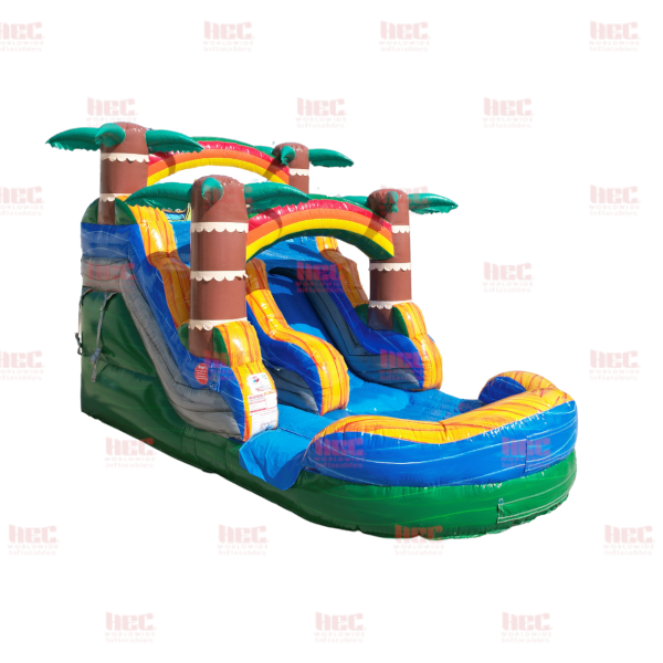 13  Foot Tiki Plunge® Single Lane Inflated Pool Marble Green Base