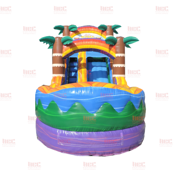 Piscina inflable de un solo carril Tiki Plunge® de 15 pies con base de mármol morado 