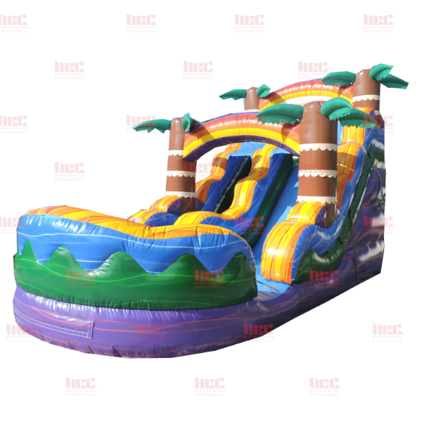Piscina inflable de un solo carril Tiki Plunge® de 15 pies con base de mármol morado 