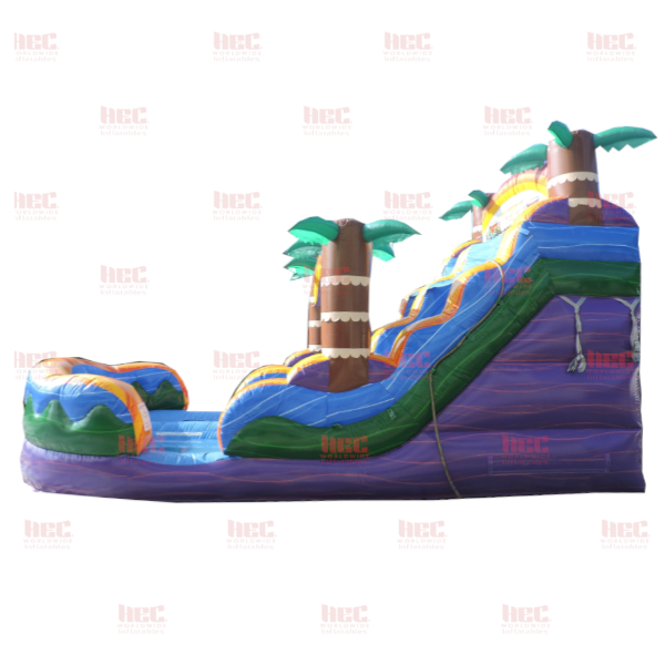 Piscina inflable de un solo carril Tiki Plunge® de 15 pies con base de mármol morado 