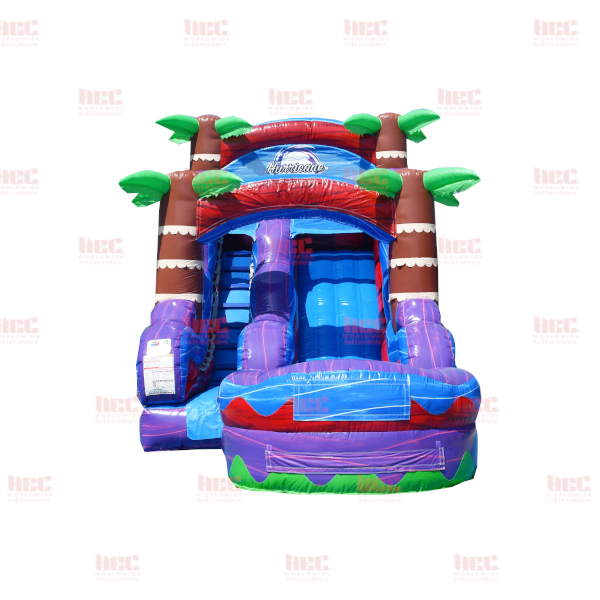 Piscina inflable de un solo carril Tropical Hurricane® de 15 pies color rojo mármol 