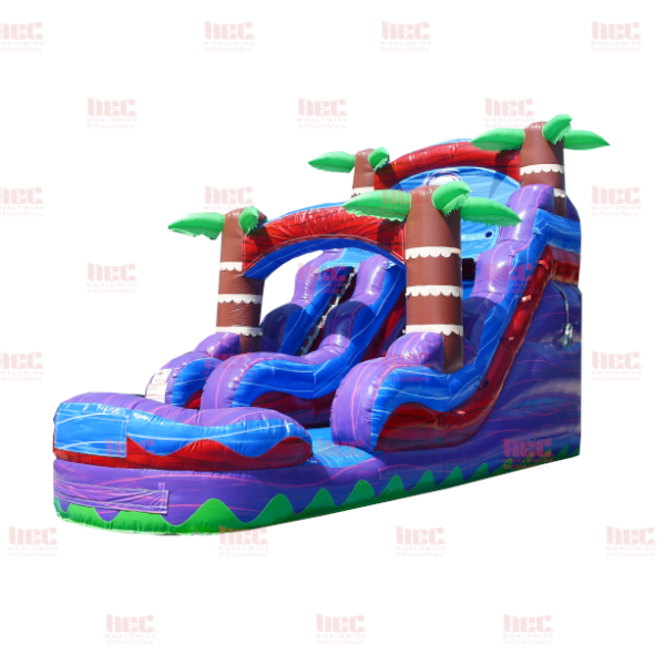 Piscina inflable de un solo carril Tropical Hurricane® de 15 pies color rojo mármol 