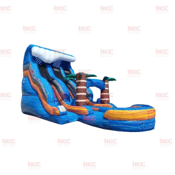 16 Foot Blue Plummet Double Lane Slide Inflated Pool