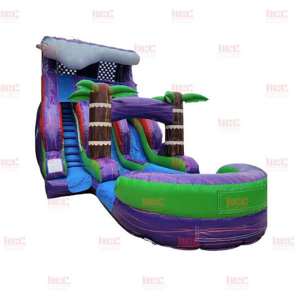 16 Foot Purple Plummet Double Lane Slide Inflated Pool