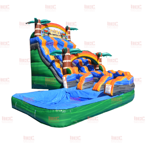 18 Foot Tiki Plunge™ Double Lane Deep Pool J Series Curved Slide