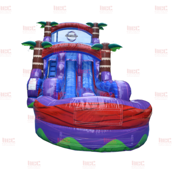 18 Foot Tropical Hurricane® Double Lane Inflated Pool Extended Lane Marble Red