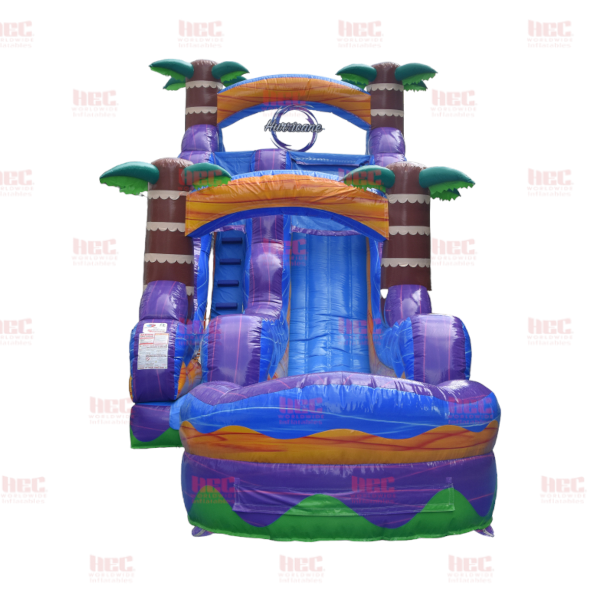 Piscina inflable de un solo carril Tropical Hurricane® de 18 pies con carril extendido y mármol naranja 