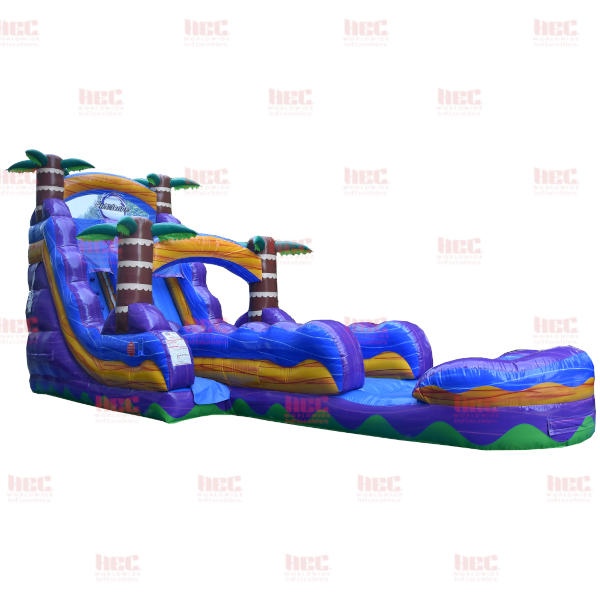 Piscina inflable de un solo carril Tropical Hurricane® de 18 pies con carril extendido y mármol naranja 