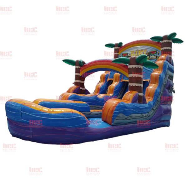 18 Foot Tiki Plunge Double Lane Inflated Pool Marble Purple Base RS