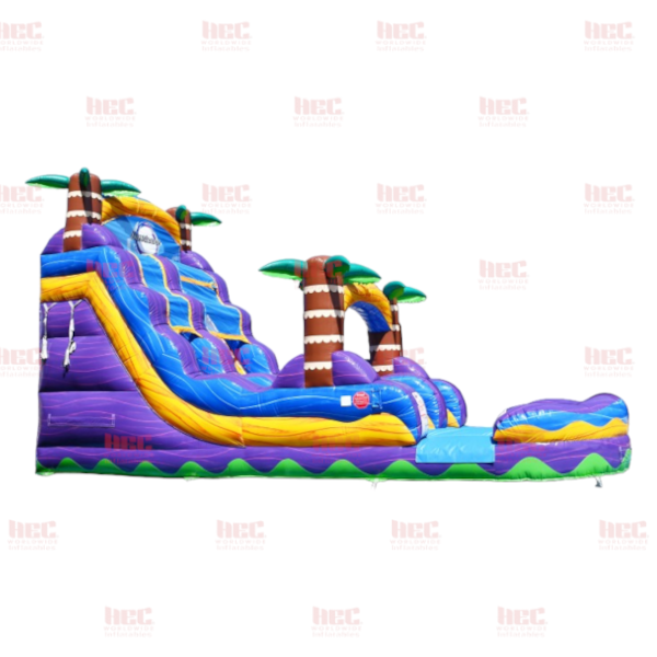 18 Foot Tropical Hurricane® Single Lane Inflated Pool Marble Orange