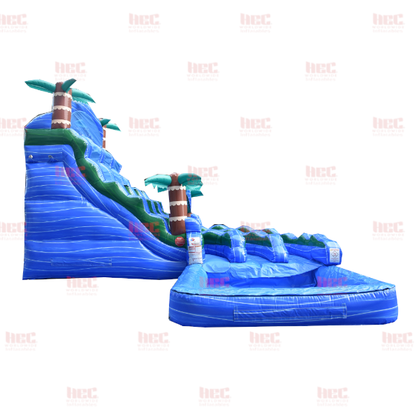 Tobogán curvo de la serie J para piscina profunda de dos carriles Blue Hurricane de 18 pies 