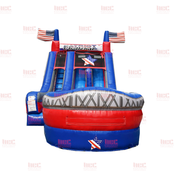 18 Foot Patriot Challenge Slide Double Lane Inflated Pool