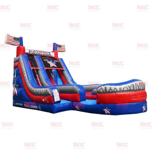 18 Foot Patriot Challenge Slide Double Lane Inflated Pool