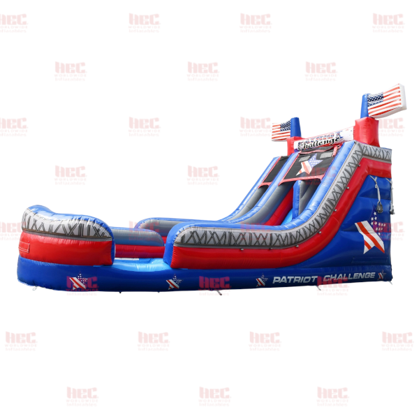 18 Foot Patriot Challenge Slide Double Lane Inflated Pool