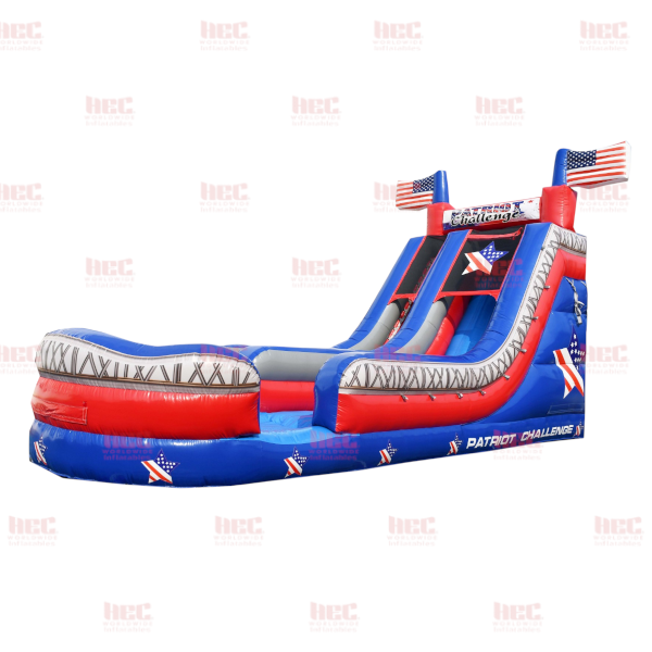 18 Foot Patriot Slide Single Lane Inflated Pool