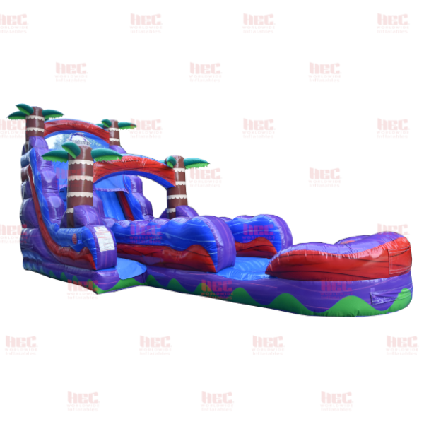 18 Foot Tropical Hurricane® Single Lane Inflated Pool Extended Lane Marble Red