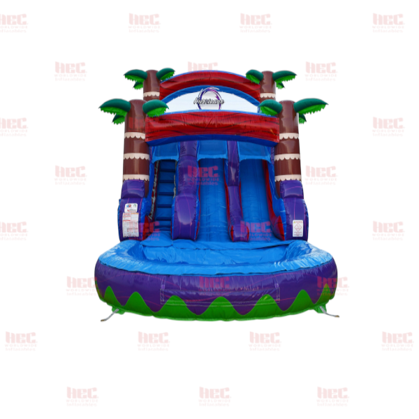 18 Foot Tropical Hurricane® Double Lane Deep Pool Marble Red
