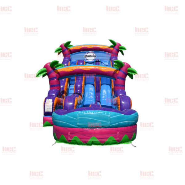 Piscina profunda de un solo carril Tropical Hurricane® de 18 pies color rojo mármol 