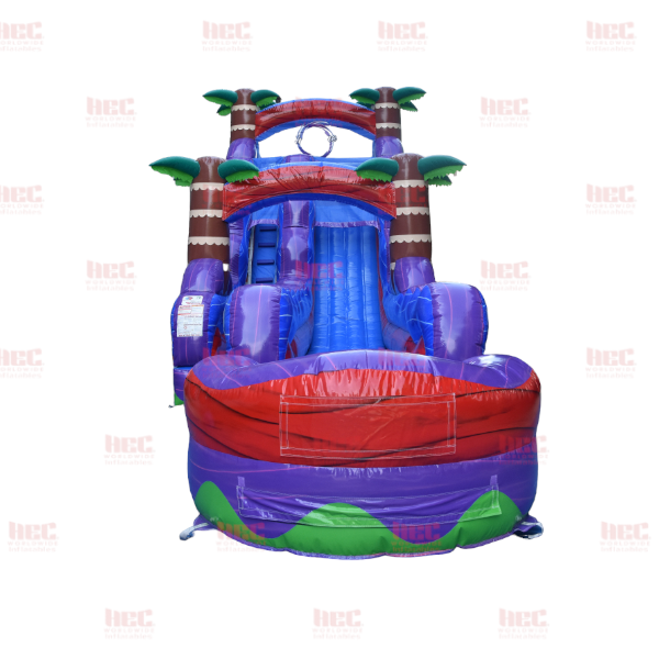 18 Foot Tropical Hurricane® Single Lane Inflated Pool Extended Lane Marble Red