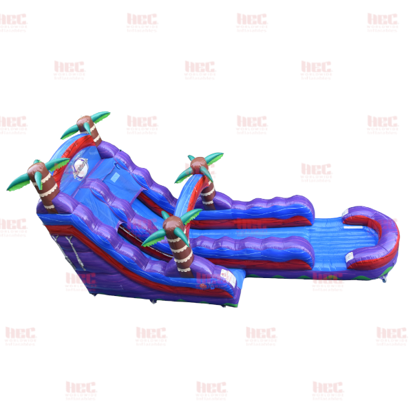 18 Foot Tropical Hurricane® Single Lane Inflated Pool Extended Lane Marble Red