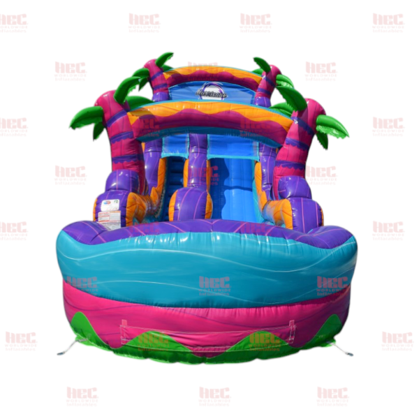 Piscina profunda de un solo carril Tropical Hurricane® de 18 pies color rojo mármol 