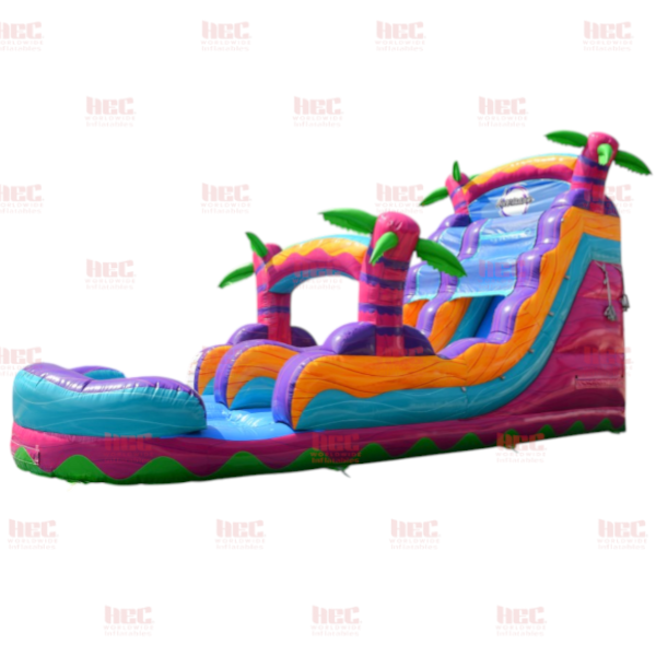18 Foot Tropical Hurricane® Single Lane Inflated Pool Marble Pink