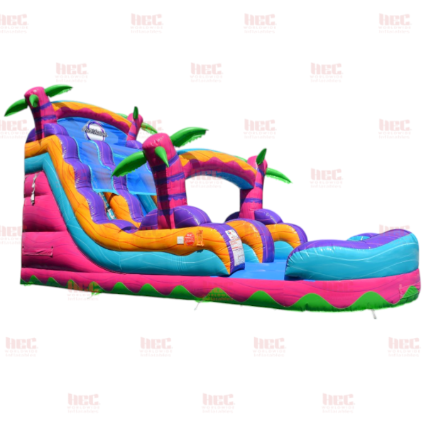 Piscina profunda de un solo carril Tropical Hurricane® de 18 pies color rojo mármol 
